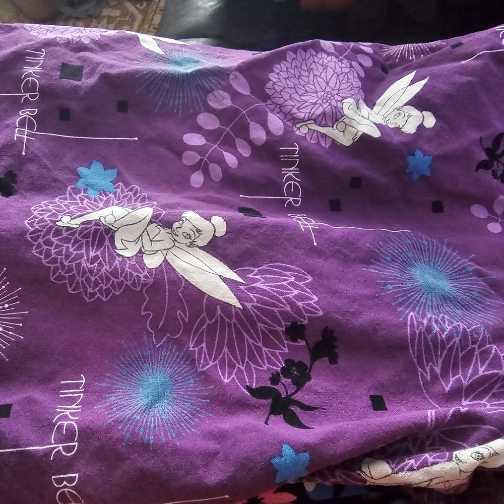 Disney Purple Tinker Bell Floral Print Scrub Top Size 2x